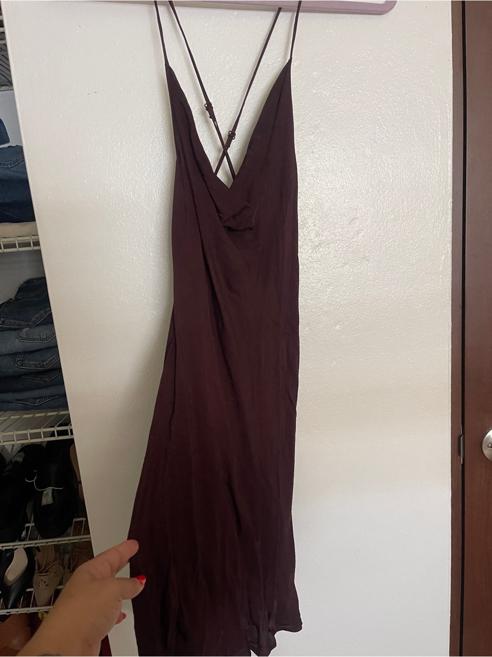 H&M Strappy Satin Cowl Neck Slip Dress